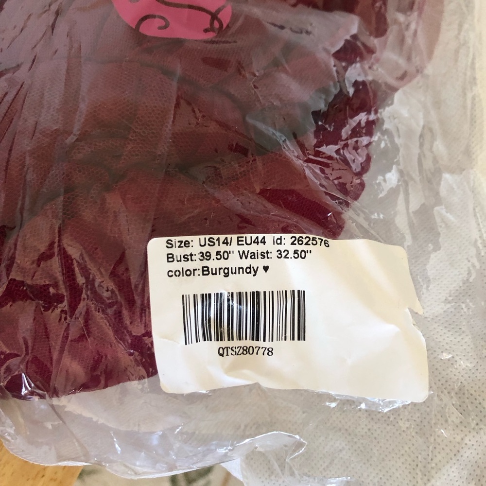 JJ’s House Burgundy Convertible Tulle Gown Size 14 - Picture 7 of 7